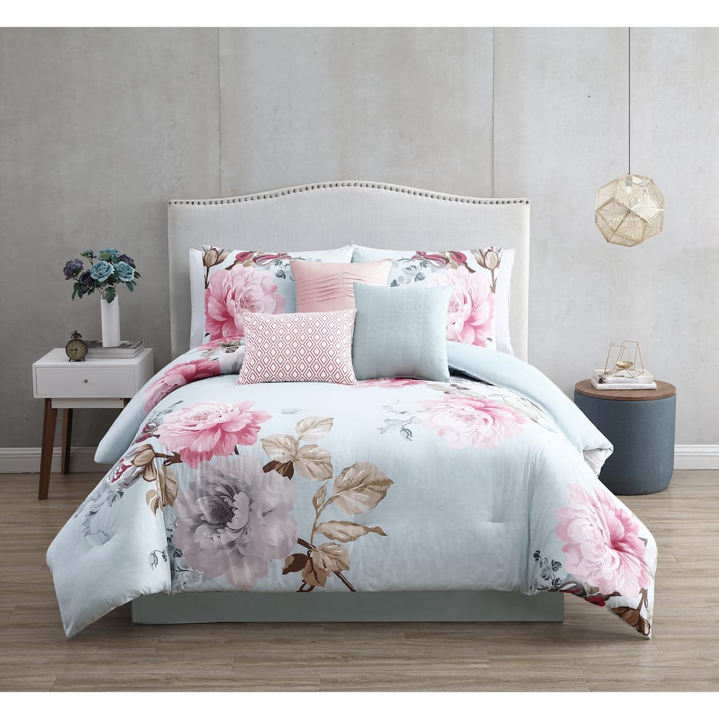 Riverbrook Home Ridgely Blush 100 Percent Cotton 7 Piece Comforter Set