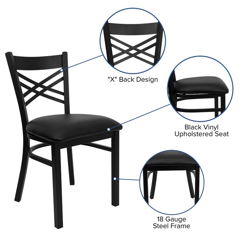 X'' Back Metal Restaurant Chair - 16.5"W x 17"D x 32.25"H - 16.5"W x 17"D x 32.25"H