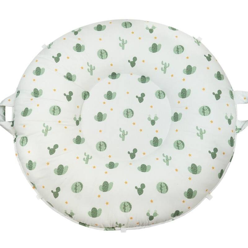 Serenity Light Gray Floor Cushion - Green & white