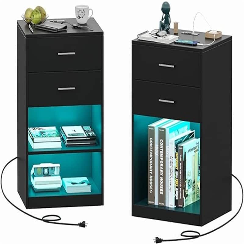 Nightstand Set of 2 with LED Light