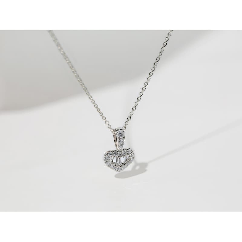 Kobelli 0.3 Carat Natural Diamond 14k Solid Gold Multi-stone Heart Shape 16" Lyra Necklace