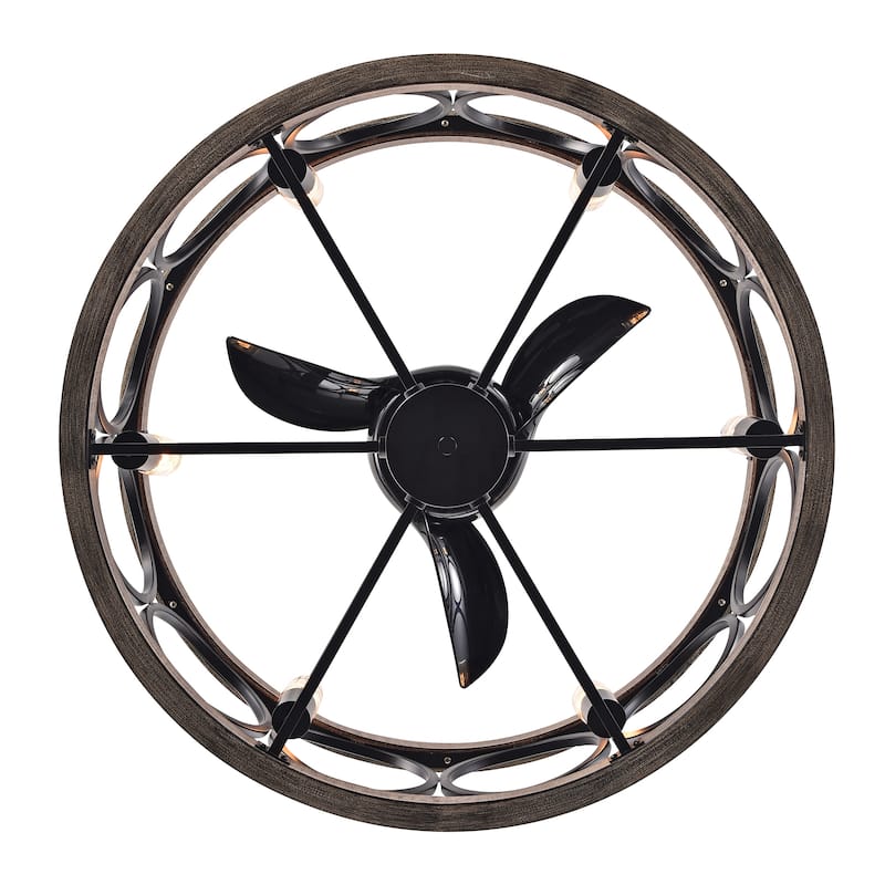 Marion 30-inch 6-light Open Metal Drum Shade Lighted Ceiling Fan