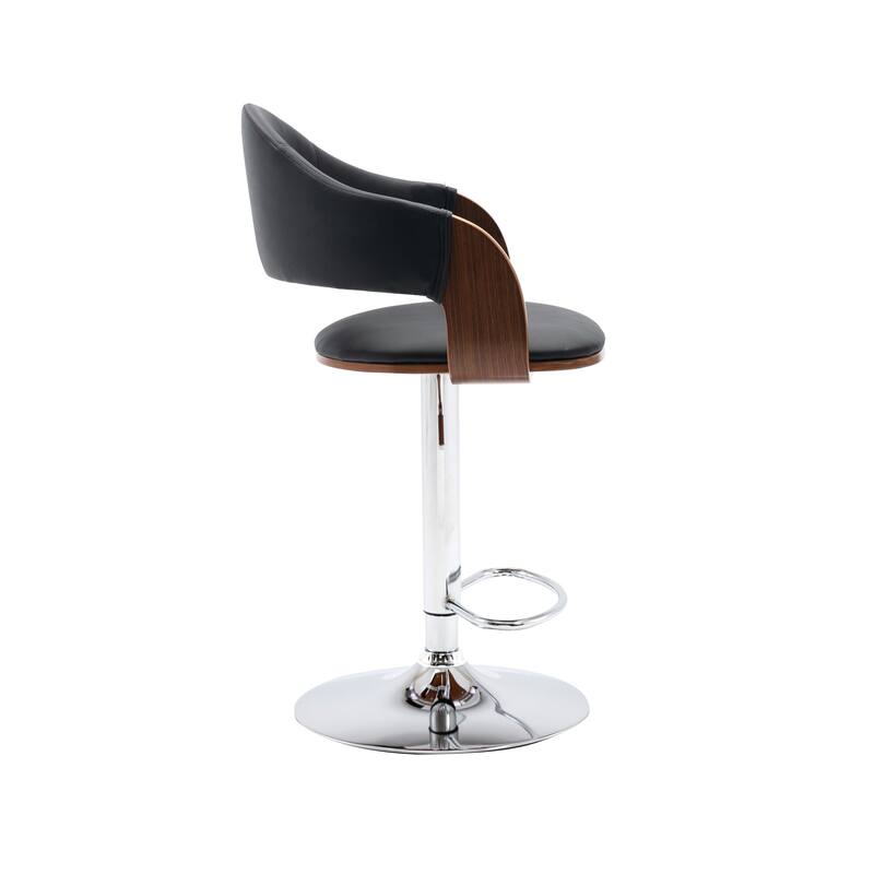 Porthos Home Emir Swivel Adjustable Height Faux Leather Mid-Century Bar Stool