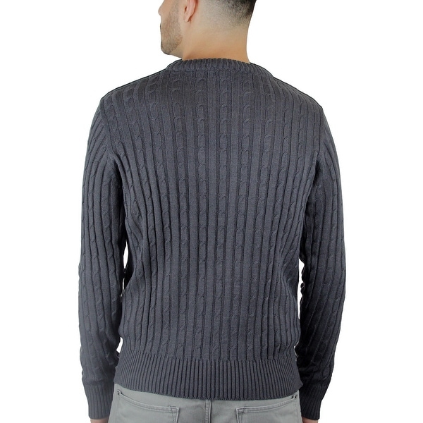 MEN/'S CREW NECK CABLE SWEATER ROYAL BLUE SW-333
