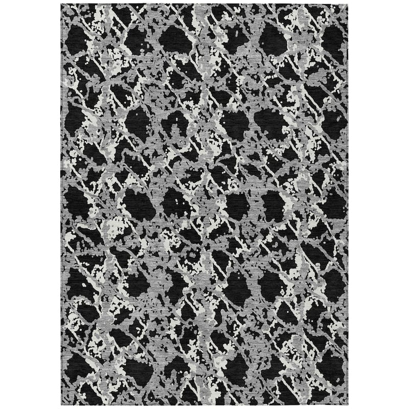 Machine Washable Indoor/ Outdoor Abstract Modern Chantille Rug