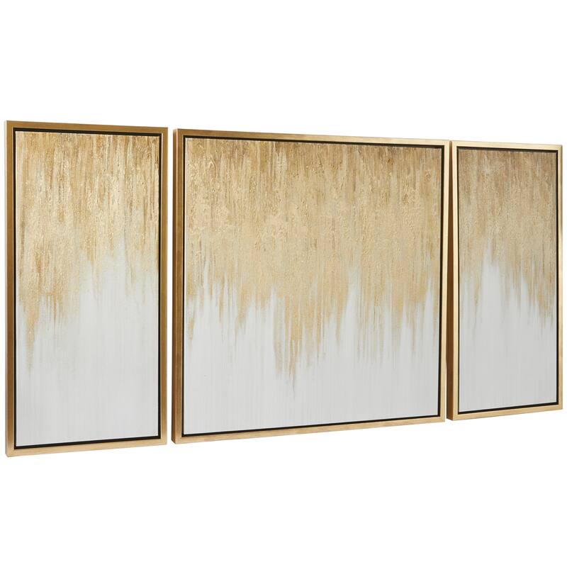 Gold Canvas Ombre Geode Framed Wall Art with Gold Frame (Set of 3)