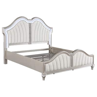 Evangeline Wood LED Platform Bed Silver Oak