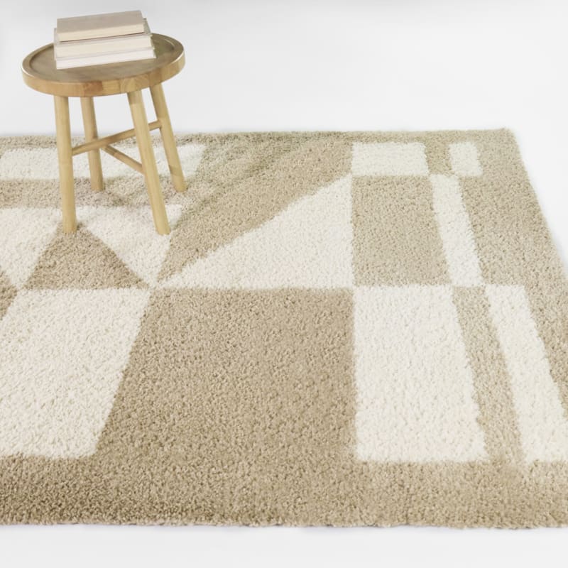 Nereus Geometric Shag Area Rug - Beige - 5'3" x 7'