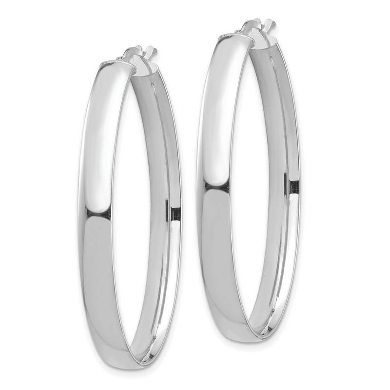 Curata 14k White Gold High Polished Oval Hoop Earrings - 44.33x27.41mm
