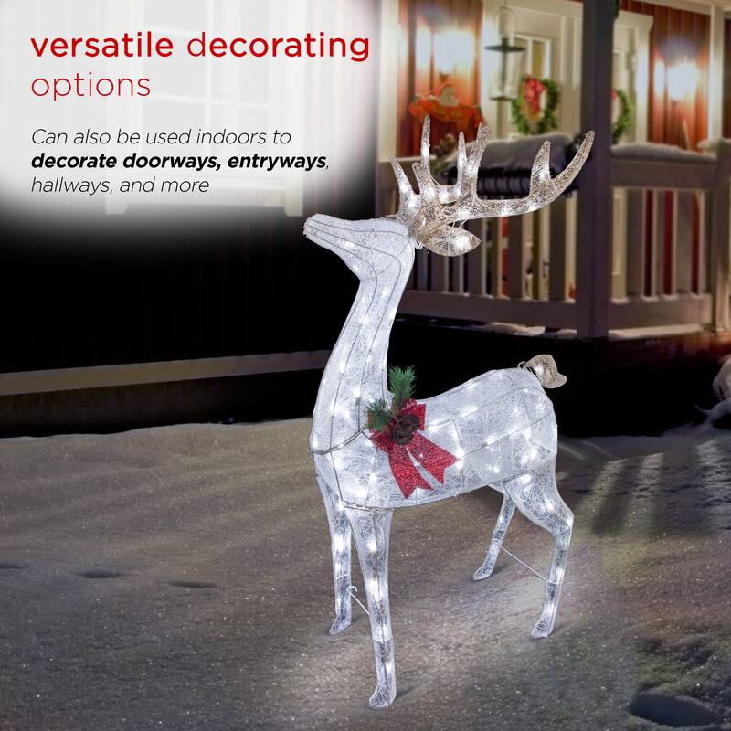 Alpine Corporation Mesh Holiday Reindeer Lawn Decoration with Cool
