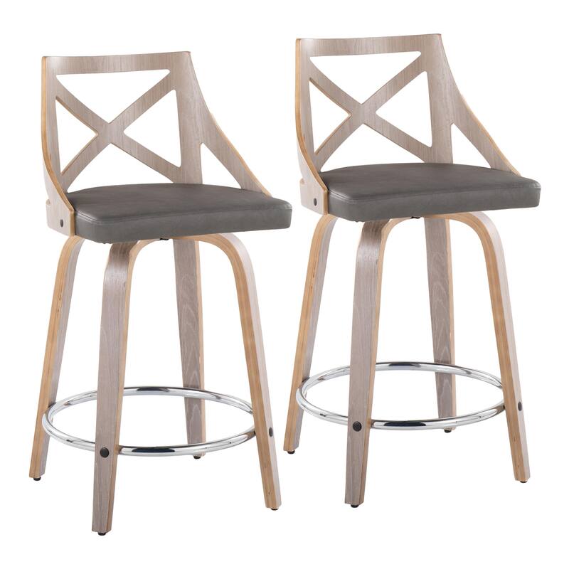The Gray Barn Charlotte 24" Fixed-Height Counter Stool with Bent Wood Legs (Set of 2)