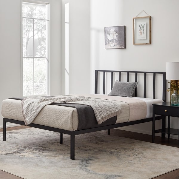 slide 11 of 23, Brookside Lori Metal Platform Bed with Vertical Bar Headboard Full - Black