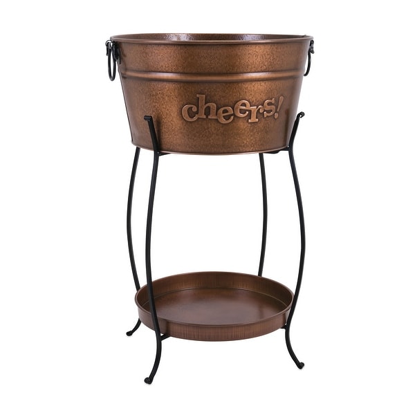 IMAX Home 44257 Persimmon Galvanized Iron Tub on Stand by Trisha Yearwood - Copper