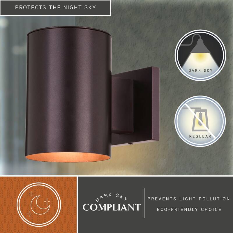 Chiasso Aluminum 1 Light Dark Sky Cylinder Outdoor Wall Lantern - 5-in W x 7.25-in H x 8-in D