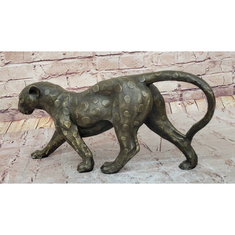 Hot Cast Bronze Cheetah Cat Figurine Sculpture Statue Decor