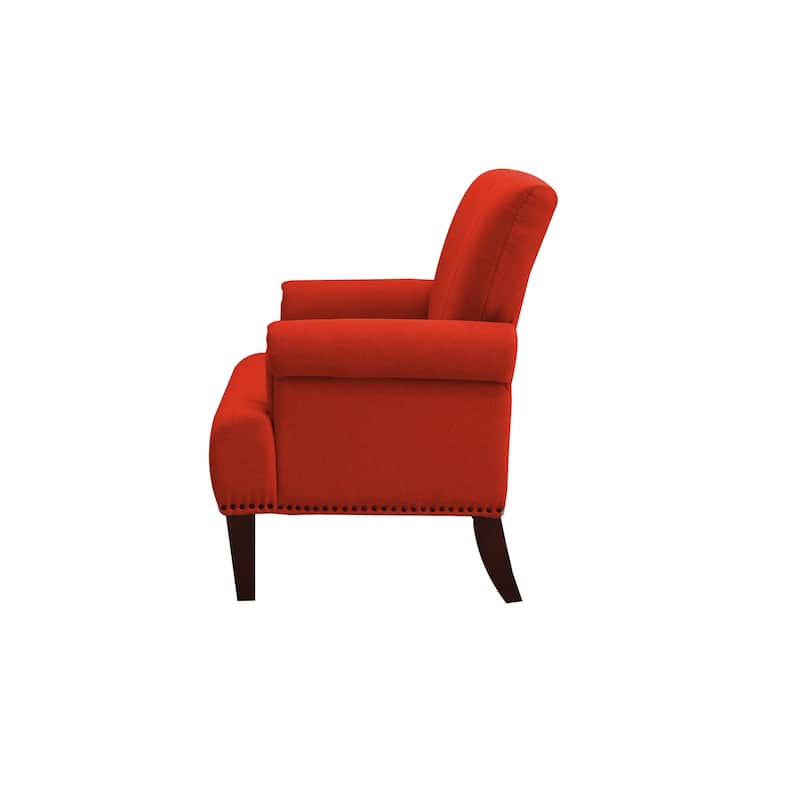 30-inch Arm Chair with Nailhead Trim and Sturdy Brown Legs