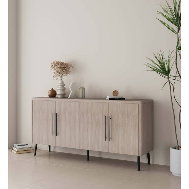 Manhattan Comfort Mid Century Modern Jodie 64.6 Inch Sideboard - Beige
