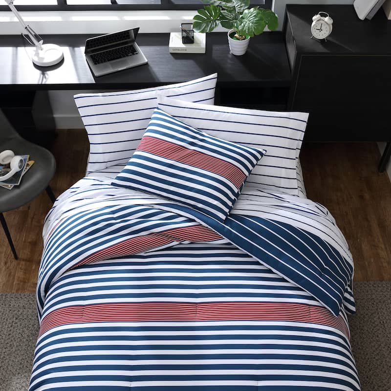 Nautica Kennedy Stripe Navy Reversible Comforter Set