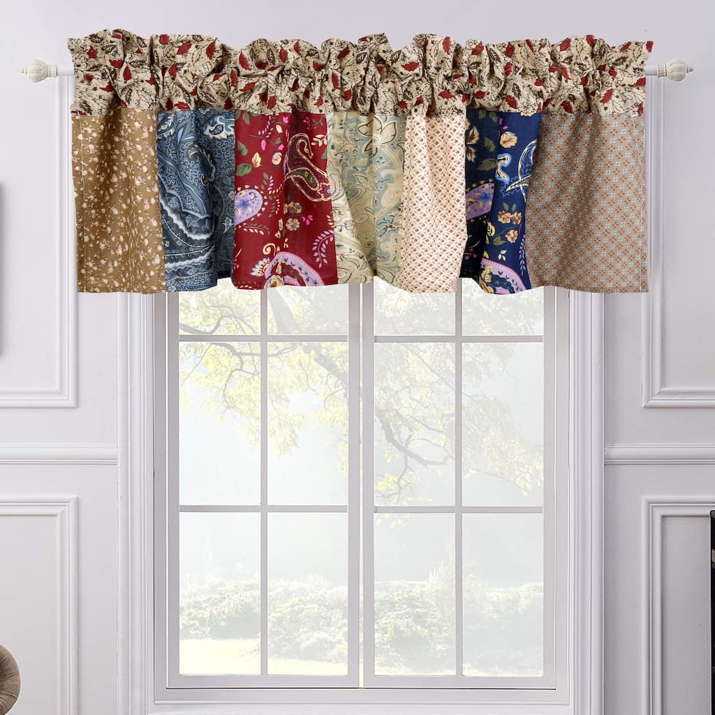 Sanders Floral Paisley Navy Patchwork Window Valance