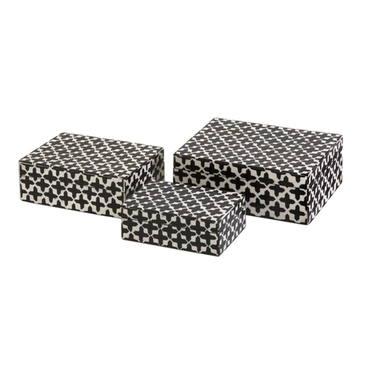 Shop 3 White Bone Inlay Black Geometric Cross Pattern Decorative