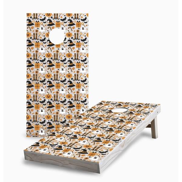 slide 2 of 7, Halloween Pattern on Wood Cornhole Game (Choose Wraps or Boards) 2x4 Boards (24" x 48") - Include ALL Accessories