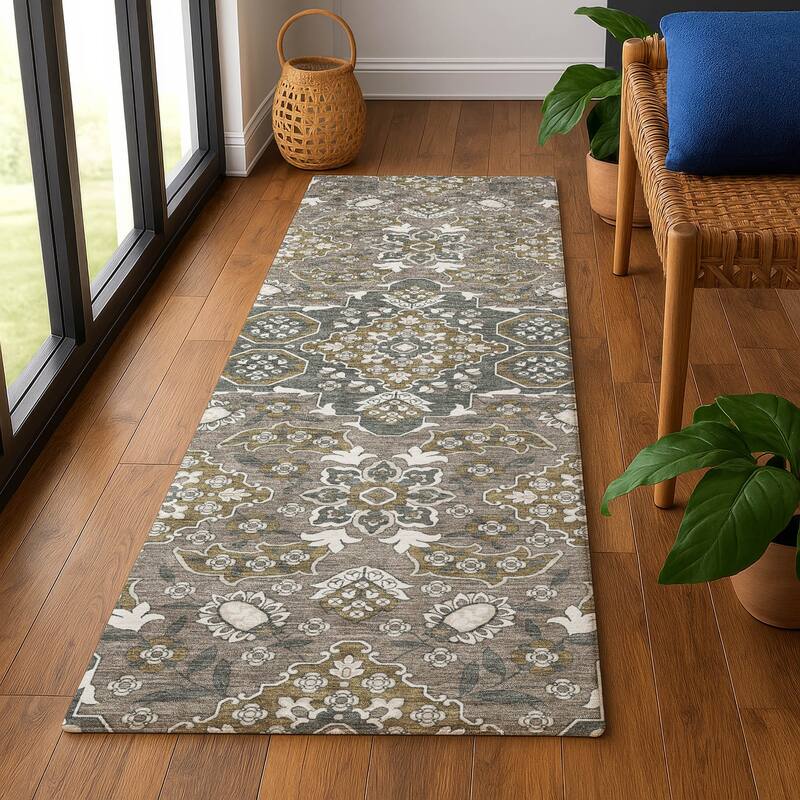 Premium Washable Super Soft Classic Traditional Mayfield Rug - Mocha - 2'3" x 7'6"