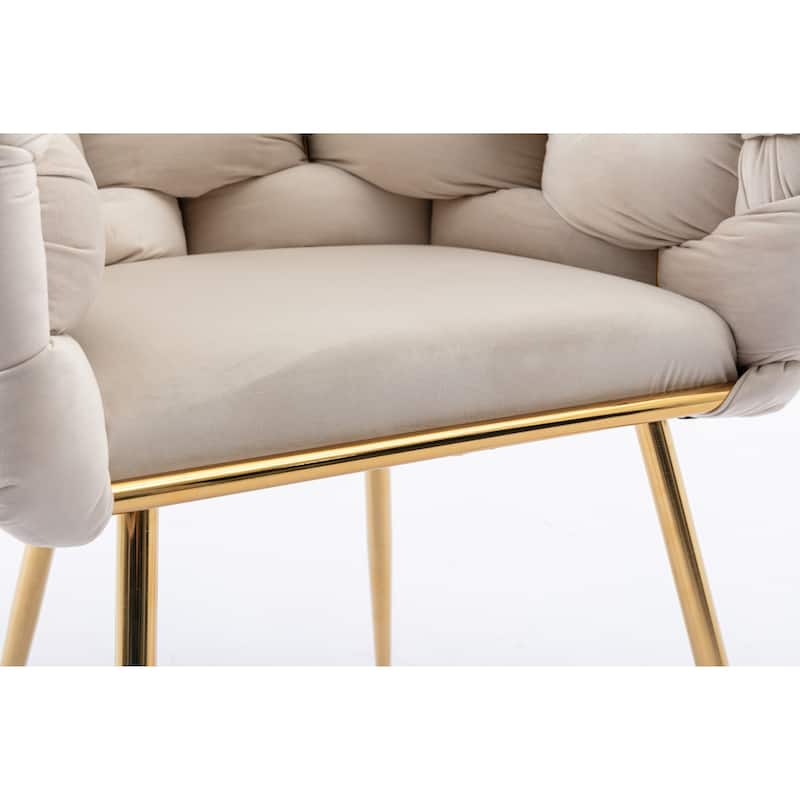 Modern 28.7" Velvet Upholstered Accent Chairs with Gold - Plated Metal Legs (Set of 2)