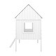 preview thumbnail 10 of 9, Twin Size Low Loft Bed with with Two Side Windows, House-shaped Bed with Ladder, Pine Wooden Bed with Guardrail, White+Gray