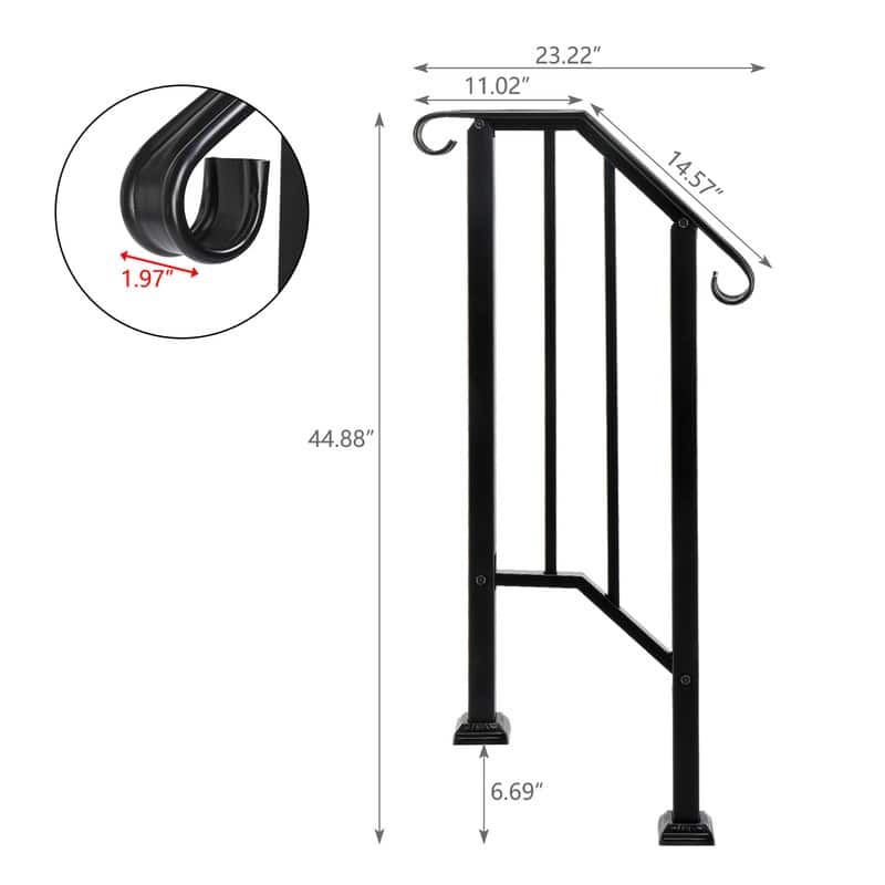 Black Outdoor Iron Handrail