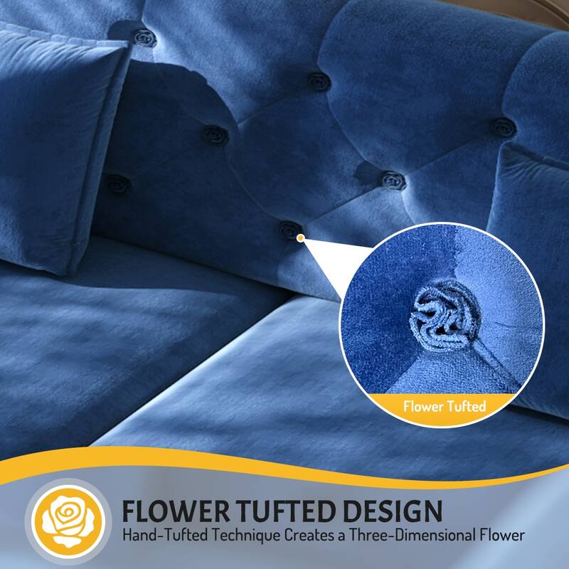 74.4" Velvet Sofa Bed, Pull-Out Sleeper Couch, Convertible Loveseat, Upholstered Sofa Bed with Tufted Backrest, Flared Arms