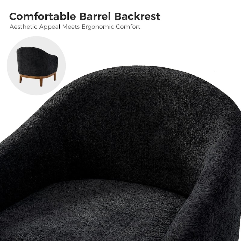 Augus Modern Boucle Barrel Armchair with Solid Wood Legs Set of 2 by HULALA HOME