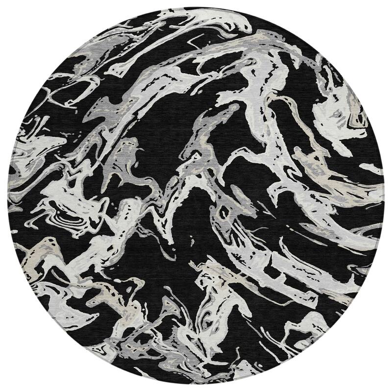 Machine Washable Indoor/ Outdoor Modern Wave Chantille Rug