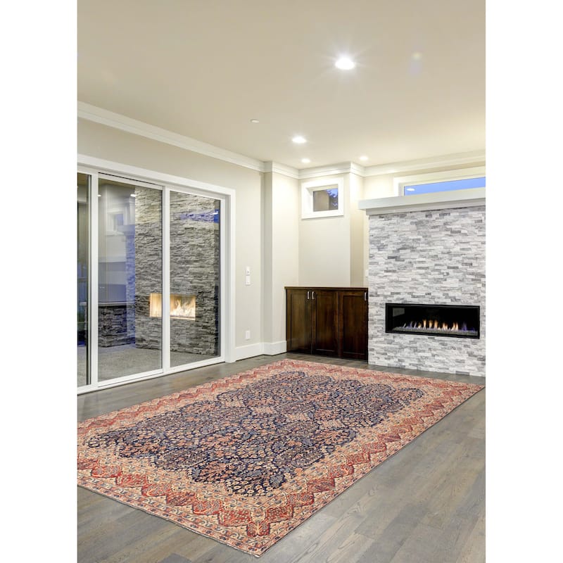 ECARPETGALLERY Hand-knotted Antalya Vintage Dark Navy Wool Rug - 10'1 x 13'0