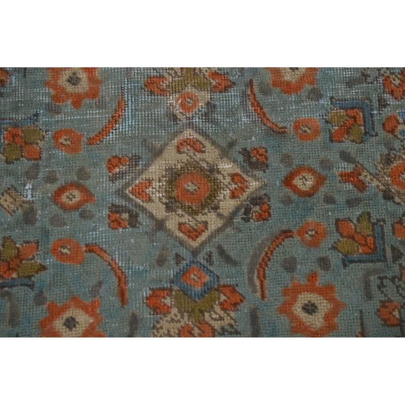 Beige Distressed Tabriz Vintage Persian Rug Handmade Wool Carpet - 9'7" x 12'11"