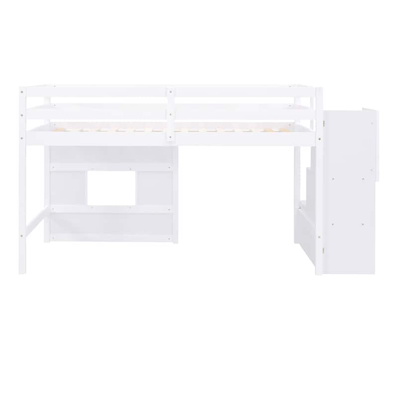 Loft Bed with Storage Staircase and Window