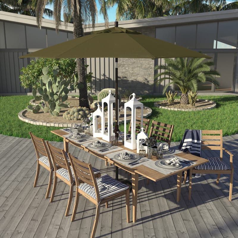 California Umbrella 9' Rd Golden State Series Patio Umbrella Bronze Aluminum Frame Crank Lift Collar Tilt Sunbrella
