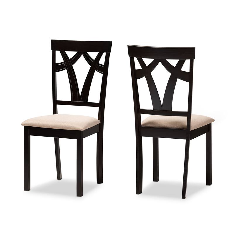 Luxury Fabric Dining Chairs Set - Upholstered Cross Back, Dark Wood Finish - Comfortable Seating