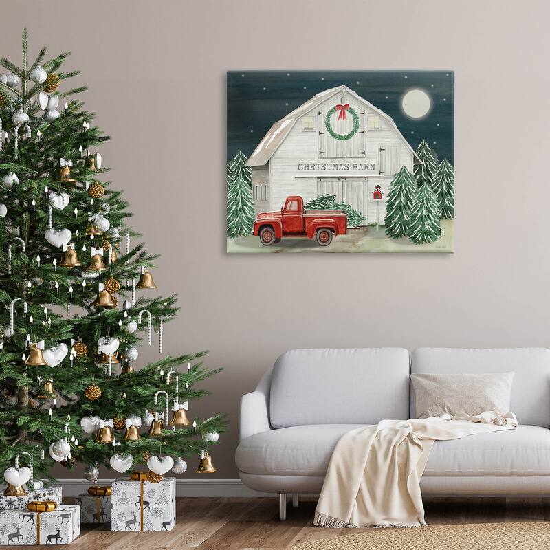 Stupell Nighttime Christmas Barn Farm Canvas Wall Art by Cindy Jacobs