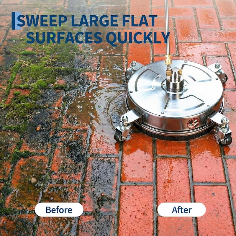 14" Pressure Washer Surface Cleaner with 4 Wheels for Patio, Sidewalk, Deck and Driveways