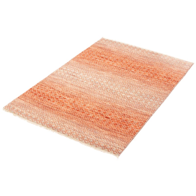 ECARPETGALLERY Hand-knotted Silk Shadow Dark Copper Wool Rug - 4'2 x 6'3