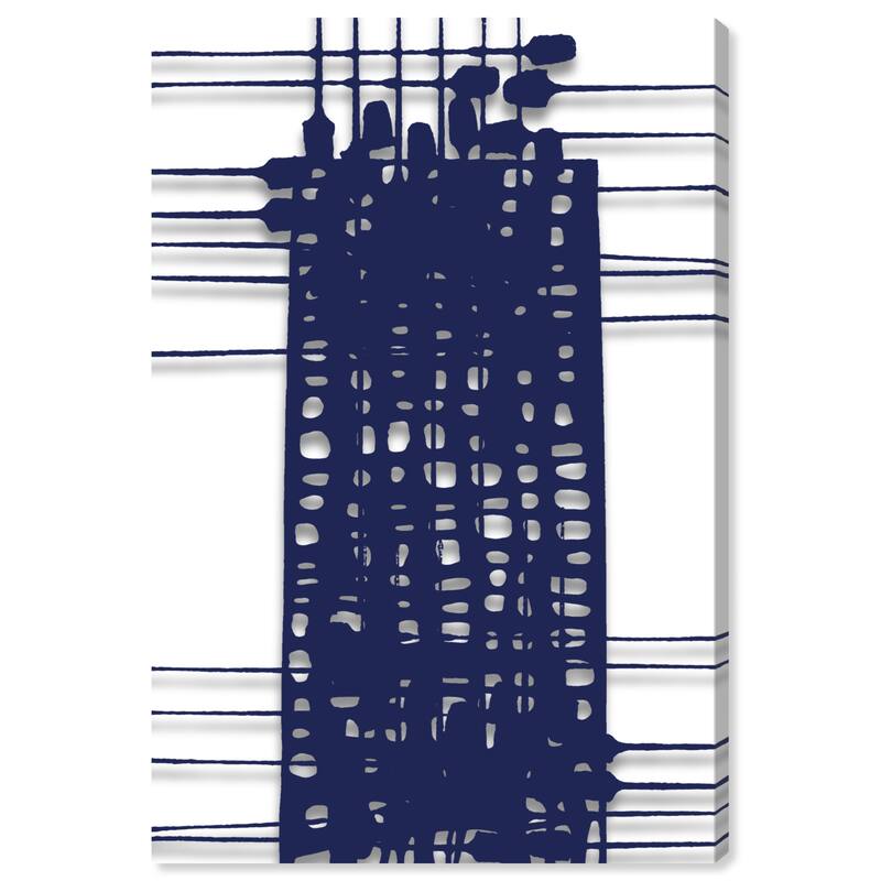Wynwood Studio Canvas Abstract First Order White and Navy Blue Modern & Contemporary Wall Art Canvas Print