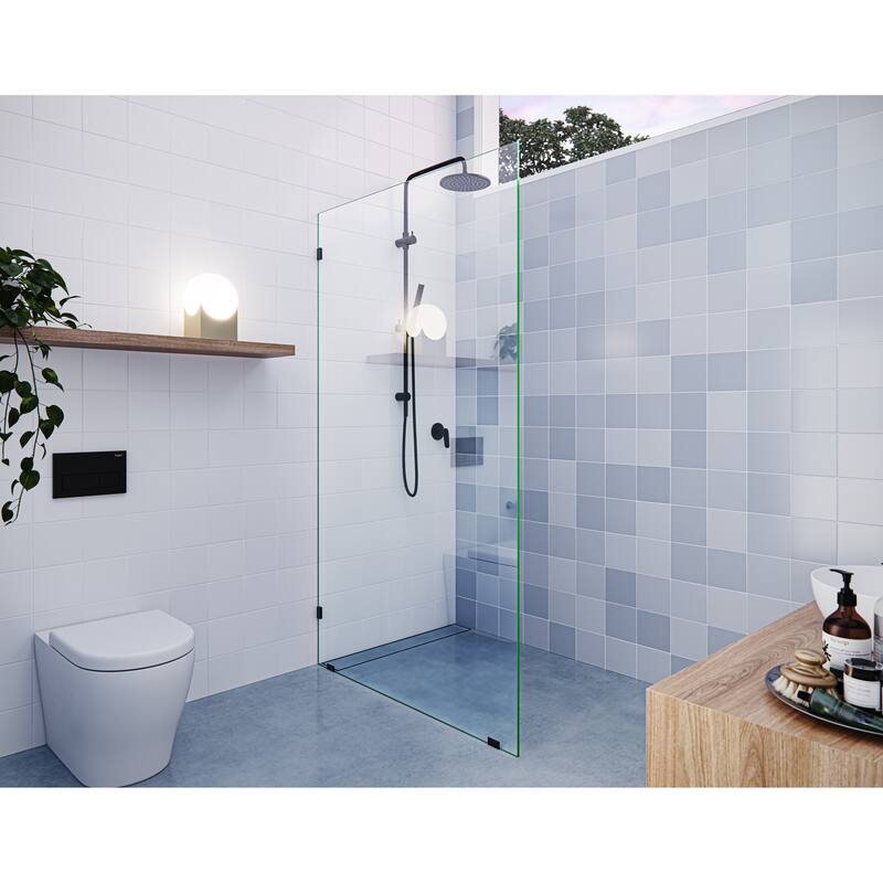 Glass Warehouse 78" x 41" Frameless Shower Door - Single Fixed Panel - Matte Black