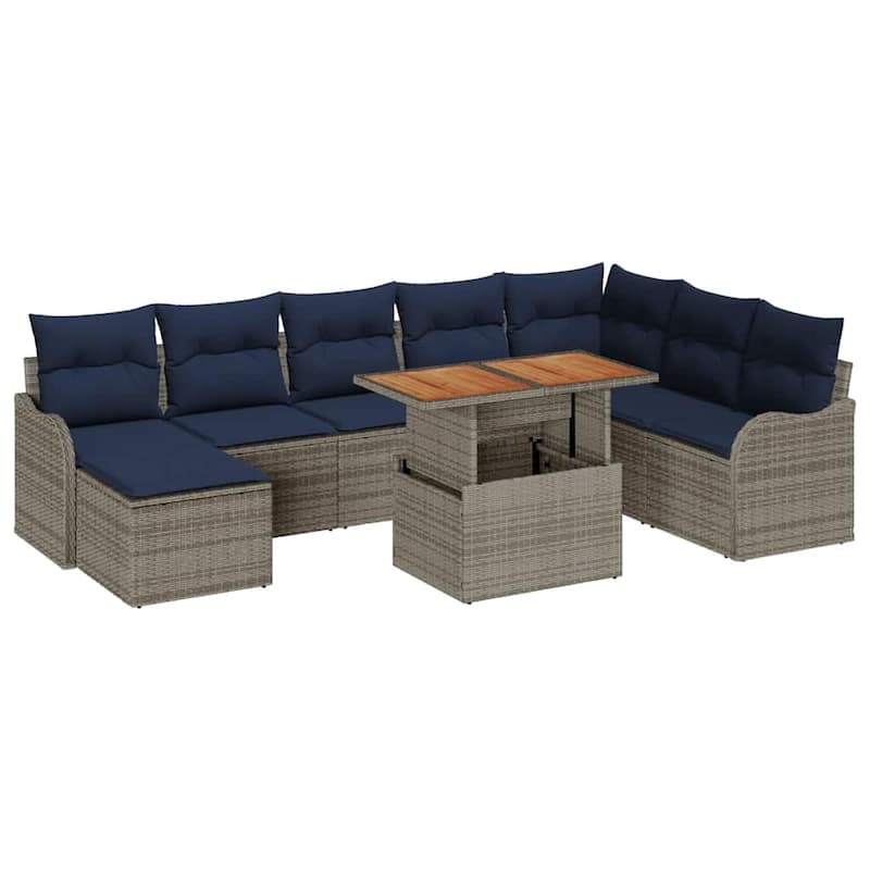 vidaXL 9 Piece Garden Sofa Set with Cushions - 113.2×73×27.2