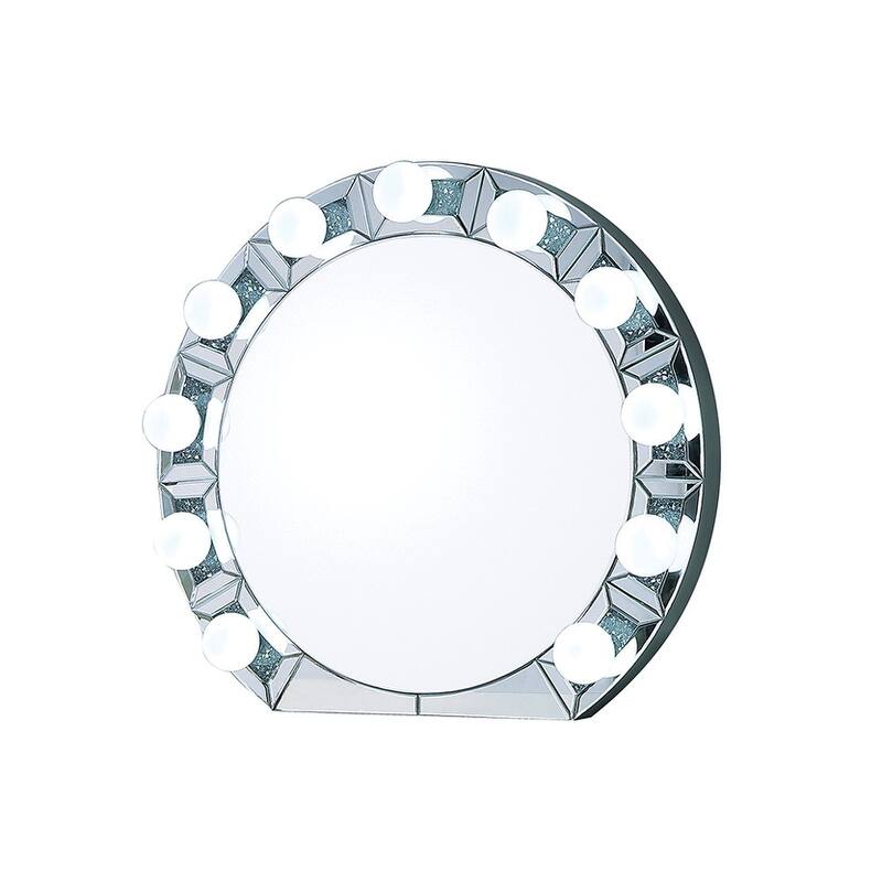 Mirrored & Faux Diamonds Accent Mirror (Assembled) - Silver