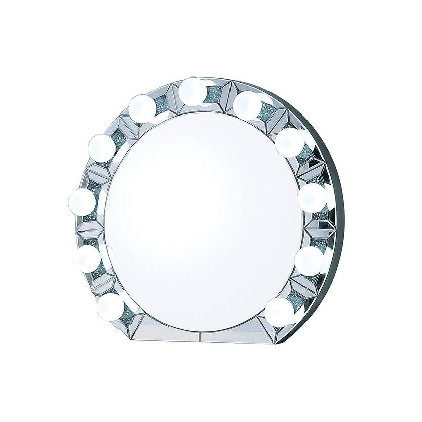 Mirrored & Faux Diamonds Accent Mirror (Assembled)