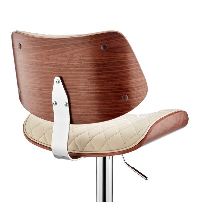 Leland Adjustable Faux Leather and Metal Bar Stool