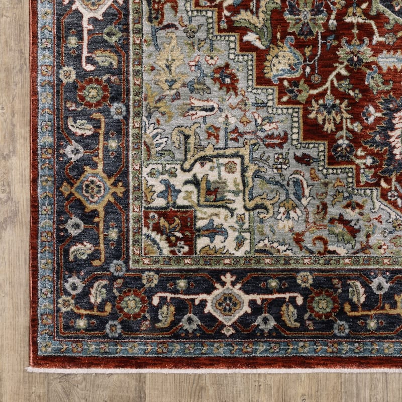 Esme Traditional Medallion Red/ Blue Area Rug