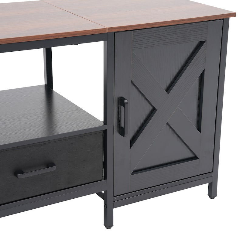 Farmhouse TV Stand for up to 65" TV with Storage Cabinets and Drawers