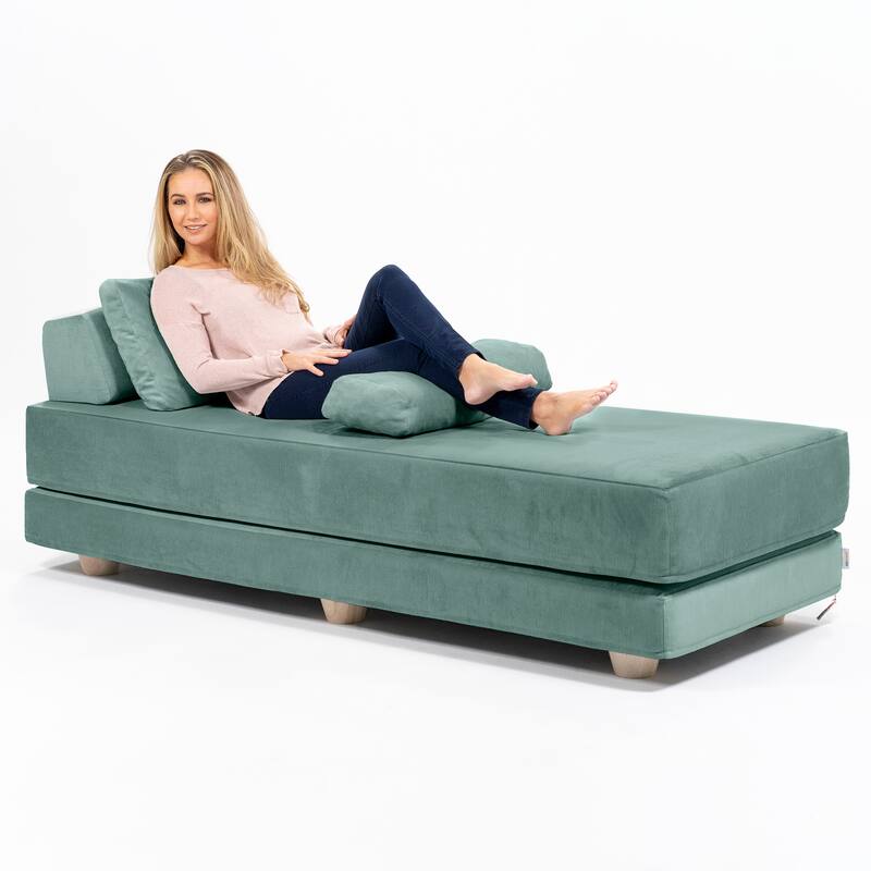 Jaxx Balshan Cushioned Micro-velvet Convertible Chaise Lounge Daybed
