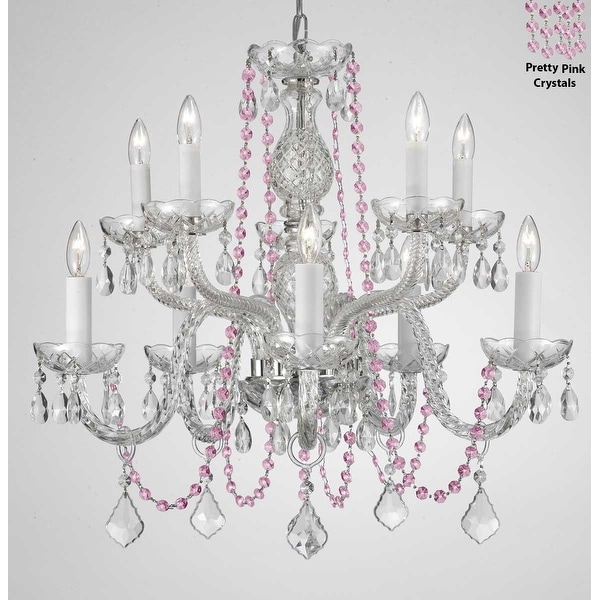 chandelier crystals pink